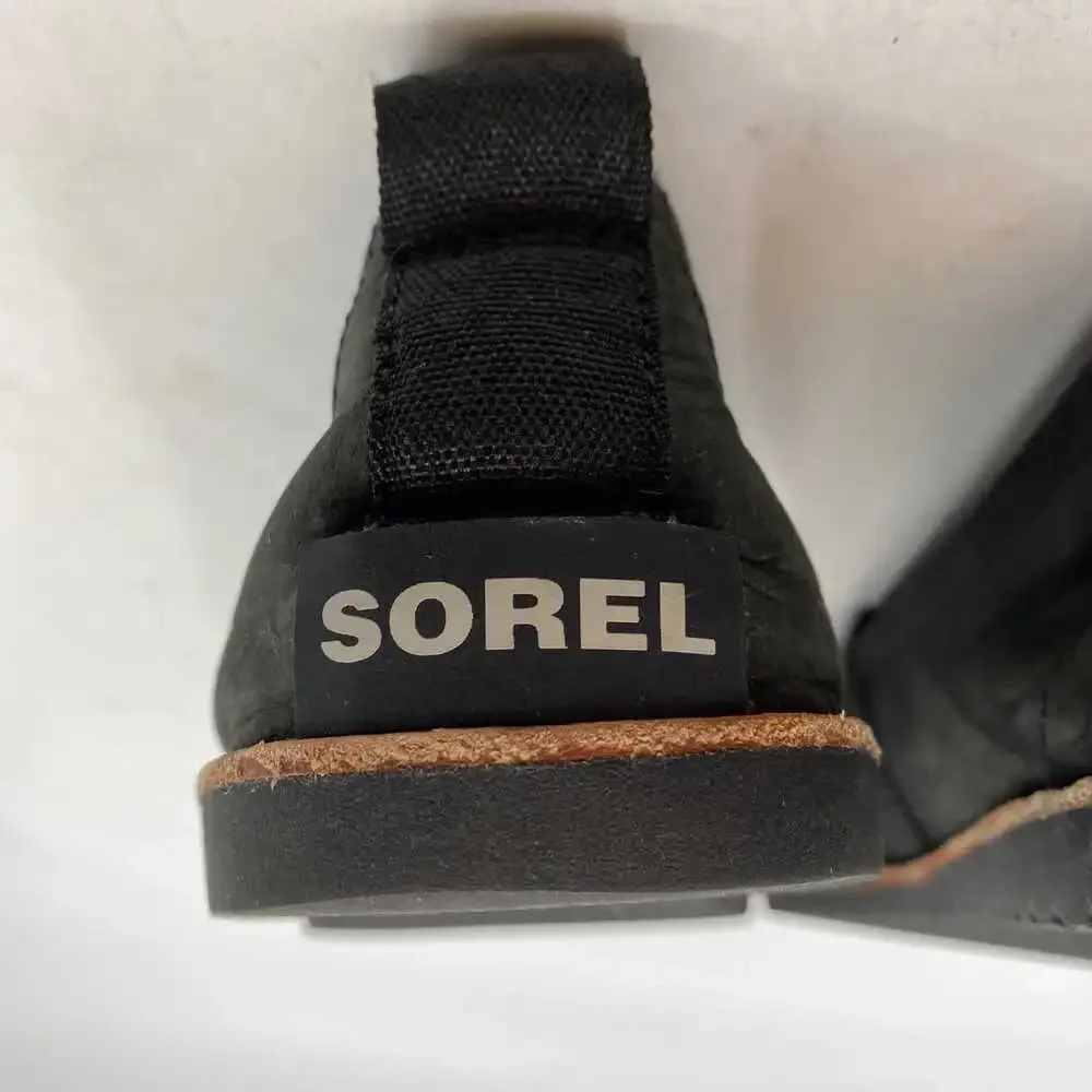 Sorel Black Leather Flats Waterproof Cushioned | Women’s 9.5